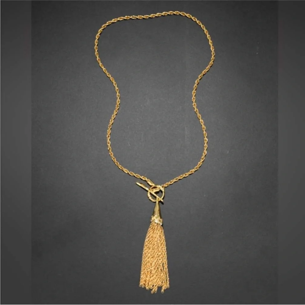 ALEXIS BITTAR • Brut Molten Gold Long Tassel Necklace